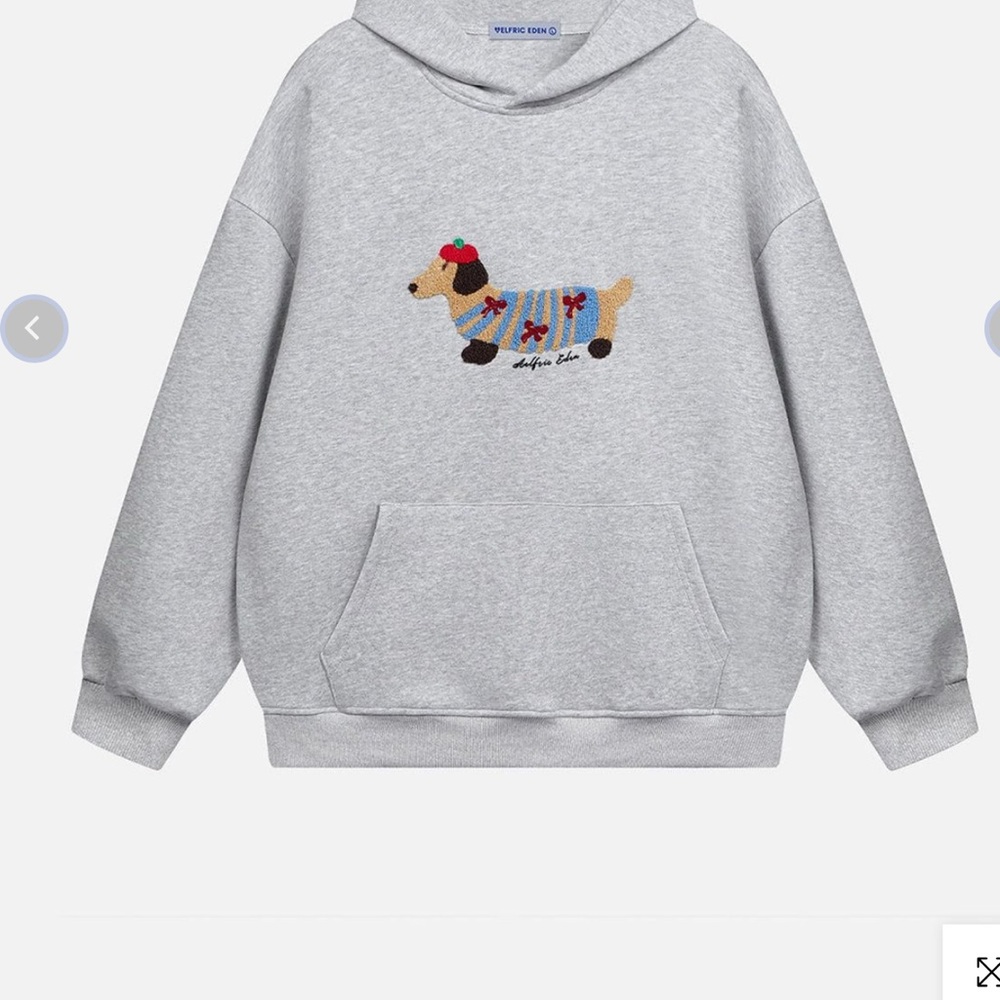 AELFRIC EDEN Gray Hoodie with Dog Embroidery - Picture 2 of 9
